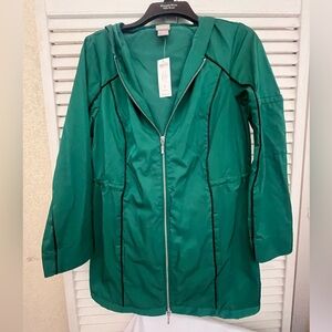 NEW w tag CHICO’S Hooded Anorak Dark Kelly Green Zenergy jacket MSRP 169